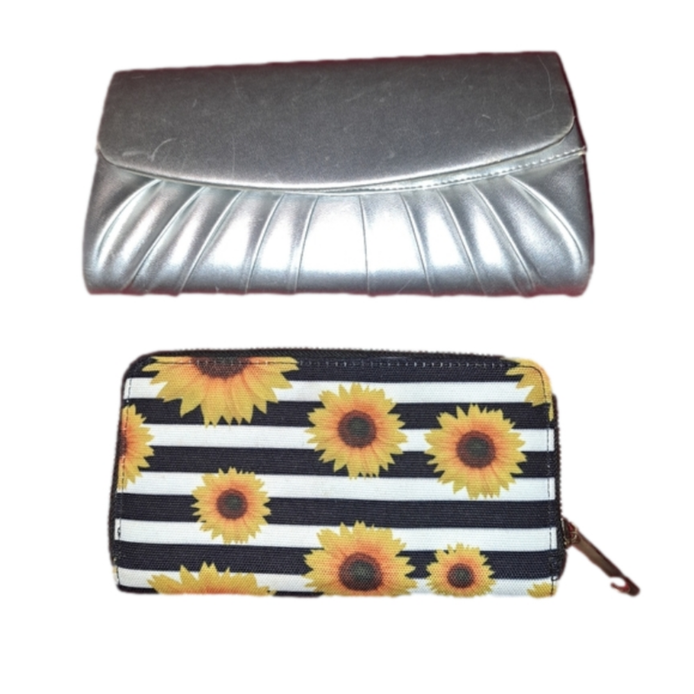 2 for $6 Sunflower wallet & a small clutch. Great condition.